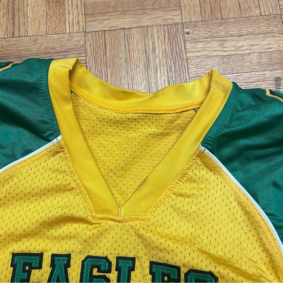 Vintage High School Football Jersey Men’s Large Eagles #9 Yellow Green Game-Worn - Picture 5 of 11